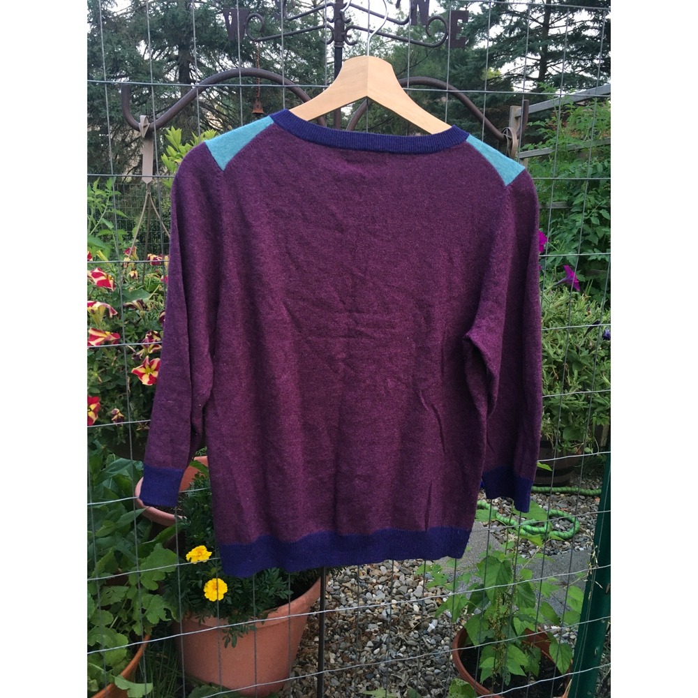 Boden Kids Purple Colorblock Cashmere Angora Blend Henley Sweater Size 12 - Picture 3 of 5